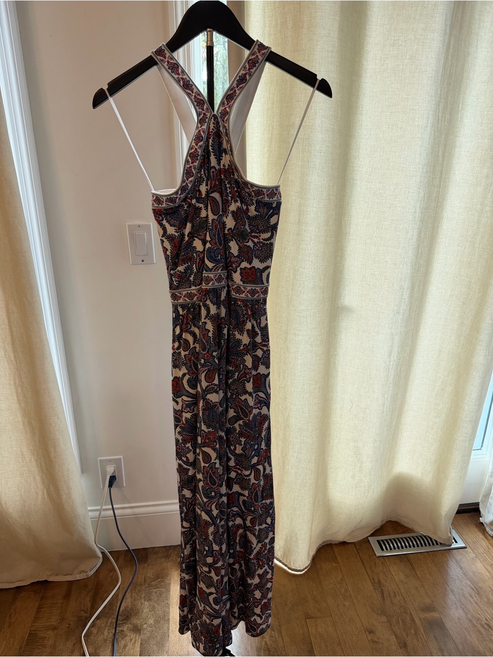 Boden Racerback Printed Maxi Dress in Navy, Cream & Red
